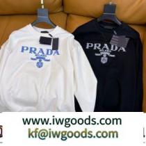 プルオーバーパーカー 海外セレブ愛用 プラダ PRADA ロゴパーカー 2色可選 プラダコピー オリジナルプリント 収縮性のある 長袖Tシャツ iwgoods.com ODO5bC-1