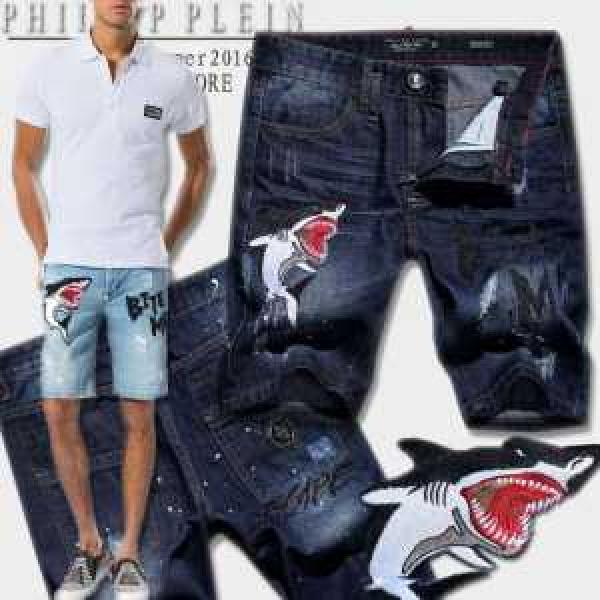 際立つアイテム 2019 フィリッププレイン PHILIPP PLEIN ショートパンツ ダメージ加工