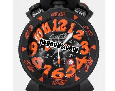 申し分のないガガミラノ クロノ 48mm クォーツ 6054.3 ブラックラバー腕時計 www.iwgoods.com