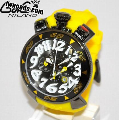 独創的なデザインベストセラーガガミラノクロノ 48mm イエロー ラバーニセモノ　腕時計 www.iwgoods.com