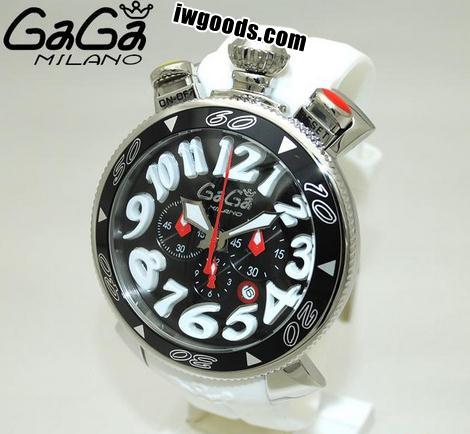贈り物にガガミラノ時計コピー クロノ 48mm ホワイト ラバー/シルバー　腕時計 www.iwgoods.com