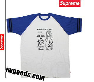 人気商売　シュプリーム SUPREME ラグランTシャツ ホワイト×ブルー コットン メンズ トップス www.iwgoods.com