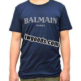 男女兼用 バルマン BALMAIN 無地 安いロゴプリント半袖Tシャツ16137590 www.iwgoods.com