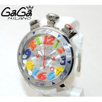 見逃すなく！　ガガミラノ時計スーパーコピー クロノ 48mm ホワイト 防水性ある腕時計ラバー/シルバー