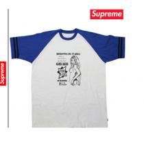 人気商売　シュプリーム SUPREME ラグランTシャツ ホワイト×ブルー コットン メンズ トップス