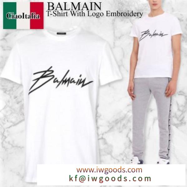 BALMAIN 偽ブランド t-shirt with logo embroidery iwgoods.com:it25eh