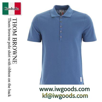 THOM BROWNE ブランドコピー商品　Polo Shirt With Ribbon On The Back iwgoods.com:fwmi5x-3