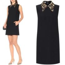 MM748 CADY DRESS WITH LEOPARD JACQUARD COL...